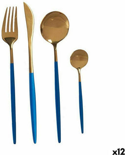 Bestekset Blauw Gouden Roestvrij staal (12 Stuks)