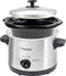 Bestron Slowcooker, met 3 programma's, keramische pan & glazen deksel, voor 2 Personen, 1,5L capaciteit, vatwasserveilig, 120 Watt, kleur: zilver