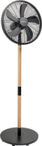 Bestron Statiefventilator met 3 snelheidsstanden, Ventilator met 80° graden draaifunctie & stijlvol hout desgin, Ø 45cm, 50Watt, DFS45WB, kleur: zwart / hout