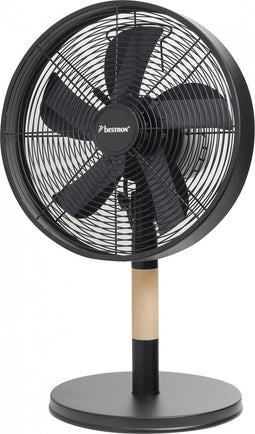 Bestron Tafelventilator Ø 35cm, Ventilator met 3 snelheidsstanden & 80° graden draaifunctie, 35Watt, DFT35WB, kleur: Zwart/Hout