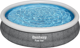 Bestway - Fast Set - Opblaasbaar zwembad inclusief filterpomp - 366x76 cm - Rattanprint - Rond
