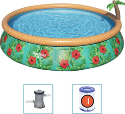 Bestway - Fast - Set - Zwembadset - Paradise - Palms - opblaasbaar - 457x84 - cm