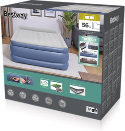 Bestway Luchtbed Tritech 2-persoons 203x152x56 cm blauw en grijs