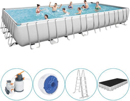 Bestway - Power Steel - Opzetzwembad inclusief zandfilterpomp en accessoires - 956x488x132 cm - Rechthoekig