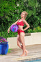 Bestway Strandbal Met Veren | opblaasbaar | 28 Cm | Paars / transparant