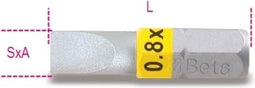 Beta 860lp bit voor sleufschroeven 0,6x4,5 geel gekleurd