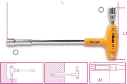 Beta 941 11-T DOPSLEUTELS MET KRACHTHANDGREEP - lengte: 236 mm.
