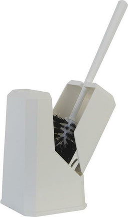 Betra WC-borstel/toiletborstel in gesloten houder - wit - kunststof - 14 x 37 cm