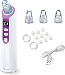 Beurer FC 41 Poriënreiniger - Elektrisch - Vaccümreiniger - Vermogen 3 Watt - Incl. 3 Opzetstukken - 5 Intensiteitsniveaus - LCD display - Incl. USB laadkabel & reservefilters - Draadloos gebruik - 3 Jaar garantie