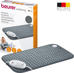Beurer HK 123 Elektrisch Warmtekussen XXL - Heating pad - 60 x 30 cm - 3 Warmtestanden - Max 65°C - Snelle opwarming - Automatische uitschakeling - Fleece - Machinewasbaar - 3 Jaar garantie - Grijs