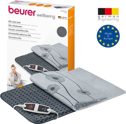 Beurer HK 125 Elektrisch Warmtekussen XXL - Heating pad - 60 x 40 cm - Getest "Zeer Goed" - 6 Warmtestanden - Max. 65°C - Snelle opwarming - Automatische uitschakeling - Fleece - Hoes machinewasbaar - 3 Jaar garantie - Grijs