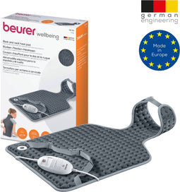 Beurer HK 53 Elektrisch Warmtekussen - Heating pad - Nek en rug - 62 x 42 cm - 3 Warmtestanden - Snelle opwarming - Automatische uitschakeling - Fleece - Machinewasbaar - 3 Jaar garantie - Grijs