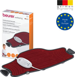 Beurer HK 55 Easyfix Elektrisch Warmtekussen - Heating pad - Warmteband - Voor nek, rug, buik, spieren - 59 x 30 cm - Snelle opwarming - Automatische uitschakeling - Velours - Machinewasbaar - 3 Jaar garantie - Rood/grijs