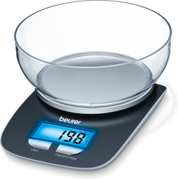 Beurer KS 25 Digitale keukenweegschaal - 1.2 liter kom - 3 kg - Tarra functie - Op 1 gram nauwkeurig - Incl. batterijen - Zwart