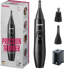 Beurer MN2X Precisietrimmer - Neustrimmer - Wenkbrauw & oor trimmer - Spatwaterdicht IPX4 - Incl. 3 hoogwaardige RVS opzetstukken - LED display - Incl. batterij - 3 Jaar garantie