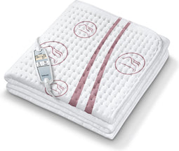 Beurer UB 90 - Elektrische Onderdeken - Apparte voetzone - 150 x 80 cm - Test: 'zeer goed' - 2 x 9 Warmtestanden - Automatische terug-en uitschakeling - Fleece - Machinewasbaar - 5 Jaar garantie - Wit