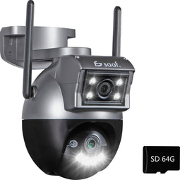 Beveiligingscamera Buiten - met Wifi, 64GB Opslag, Nachtzicht - Beveiligingscamera Binnen - Zwart - van Saaf