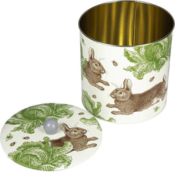 Bewaarbus Rabbit & Cabbage - Bewaarblik - Koektrommel - Rond - Blik - Ø 17 x 17,3 cm - Thornback & Peel