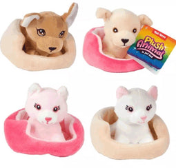 Toi Toys - Pluchen honden/katten - 11 cm in mandje - Multi (16 stuks)