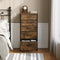 Woltu Ladekast met 5 Lades van Stof - Metalen Frame en Hout - Vintage Zwarte Look - 45x95x30 cm