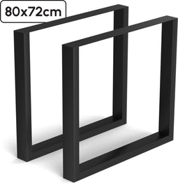 Bodo® - Stalen Onderstel Tafel - U poot 80x72 cm - Mat Zwart (2 stuks)