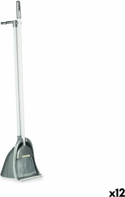 Bezem met Stoffer en Blik Schoonmaakset Zilverkleurig Plastic (12 Stuks)