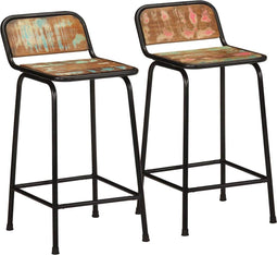 vidaXL - Barkrukken - 2 - st - 46x35,5x80 - cm - massief - gerecycled - hout