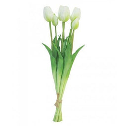 Buitengewoon de boet - Bosje Tulpen Tulp Duchesse 47 cm creme kunstbloem