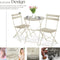tectake® Frieda - Inklapbare bistroset - Stalen frame - Elegant design - Crème