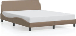 vidaXL - Bedframe - met - hoofdbord - kunstleer - cappuccinokleurig - 160x200 - cm