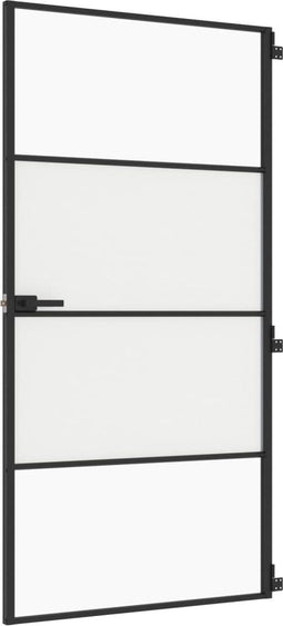 vidaXL - Binnendeur - smal - 102,5x201,5 - cm - gehard - glas - en - aluminium - zwart