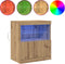 vidaXL - Dressoir - met - LED-verlichting - Artisan - Eiken - 60x37x67 - cm