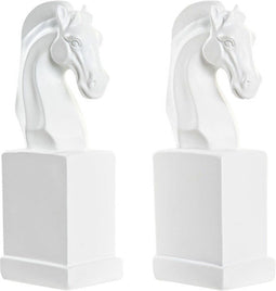 Bokstöd DKD Home Decor Wit Schaakspel 10 x 7 x 24 cm Paard Hars