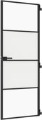 vidaXL - Binnendeur - smal - 76x201,5 - cm - gehard - glas - en - aluminium - zwart