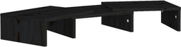 vidaXL - Monitorstandaard - 60x24x10,5 - cm - massief - grenenhout - zwart