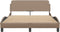 vidaXL - Bedframe - met - hoofdbord - kunstleer - cappuccinokleurig - 140x200 - cm