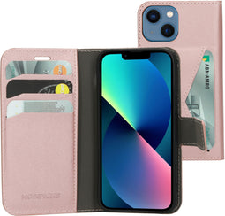 Mobiparts Classic Wallet Case - Flip Cover - Ruimte voor pasjes - Roze (iPhone 13 mini)