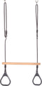 Houten Trapeze met Kunststof Ringen Antraciet - Zwart Gevlochten Touw