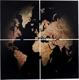 Wereldkaart 4-delig - wanddecoratie hout - muurdecoratie 80x80 cm