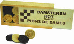HOT Games 690132 - Damschijven - Palmhout 32 mm - Blank/Zwart (2 stuks)