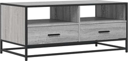 vidaXL - Salontafel - 100x50x45 - cm - bewerkt - hout - en - metaal - grijs - sonoma