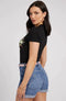 Guess CN Floria Tee - Dames T-Shirt - Bloemenprint - Zwart