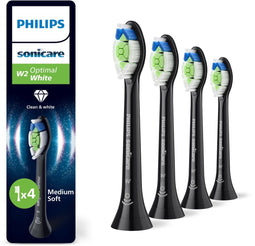Philips Sonicare Optimal White W2 - Opzetborstels - Verwijdert tot 7x meer tandplak - Zwart (4 stuks)