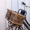 MigoStyling - Kinder Fietsmand - Rotan - Fietsmand met Leer - MigoStyling - Bruin - 43x33x25 cm - Eenvoudig te Bevestigen