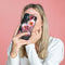 iMoshion Hoesje Geschikt voor iPhone SE (2022) / SE (2020) / 8 / 7 Hoesje Siliconen - iMoshion Design hoesje - Zwart / Roze / Pink Flower