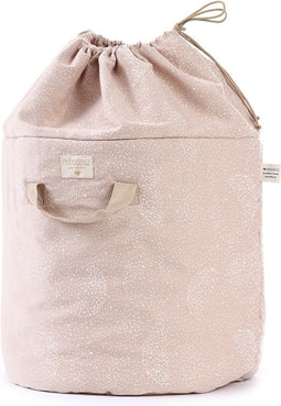 Nobodinoz Bamboo toy bag large White Bubble/Misty pink - Opbergmand - Opberger