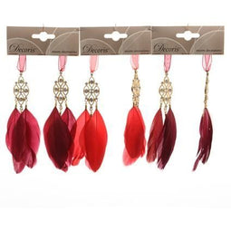 Set van 6 veren kwasten - 15 cm - Traditional Red (6 stuks)