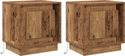 vidaXL - Nachtkastjes - met - LED - Verlichting - 2 - stuks - Oud - Hout - 44x34,5x45 - cm