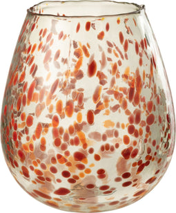 J-Line windlicht Stippen - glas - oranje - small