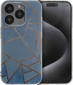 imoshion Hoesje Geschikt voor iPhone 15 Pro Hoesje Siliconen - imoshion Design hoesje - Meerkleurig / Blue Graphic